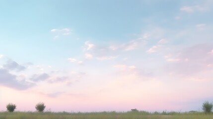 Pastel Sky Over Serene Grassland Landscape