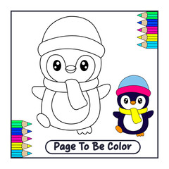 Fun and Cute Penguin Coloring Page