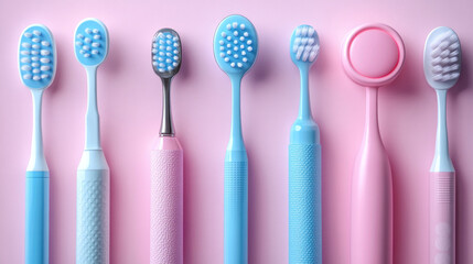 A pastel-themed dentist tools background with soft pink and blue hues, creating a calming effect