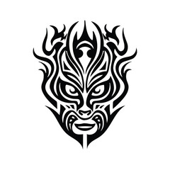 Naklejka premium A Polynesian mask tattoo silhouette clipart on a white background