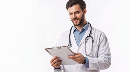 Young Doctor Holding Clipboard and Explaining Medical Information
