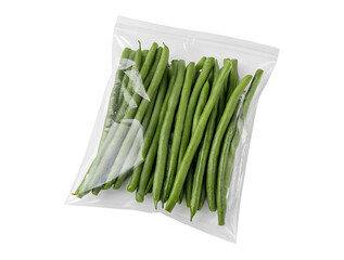 Fresh green beans wrapped view, isolated on white with a transparent background PNG. Perfect cutout mockup for graphic design, artwork, food packaging, and digital creatives