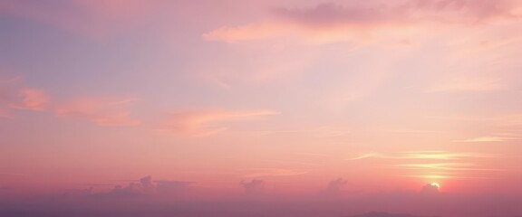 Fototapeta premium Soft pastel pink sunset panorama, ethereal cloudscape, cloud, texture