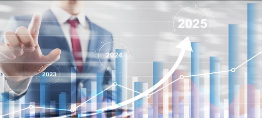 Financial background, economic growth 2023-2025. Abstract background