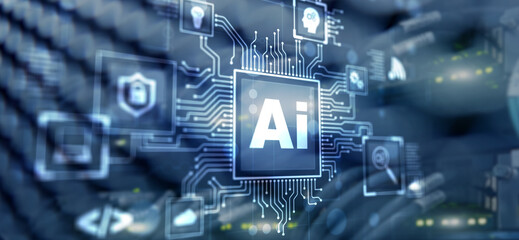 Artificial Intelligence Processor Concept. Abstract server background