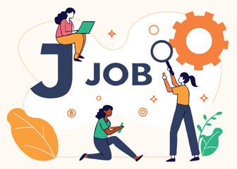 Job Search Concept: Business Professionals Reviewing Job Application Checklist, Career Opportunities, and Employment Search Process"
