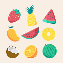 Tropical Fruits Illustration Set