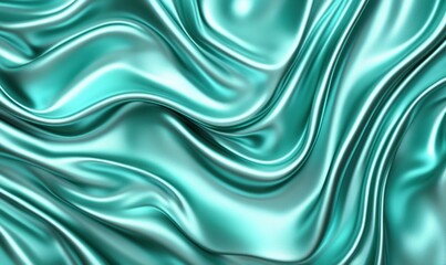 Obraz premium Flowing turquoise silk fabric background for luxury design
