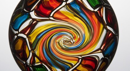 Vibrant Swirling Glass Art Vivid Colors Delightful Composition. AI Generated