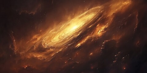 Cosmic swirl with fiery nebula.