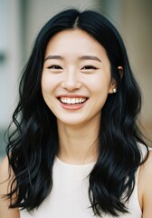 Radiant woman smiles warmly soft light portrait. AI Generated