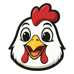 happy rooster chicken animal flat color vector illustration template design