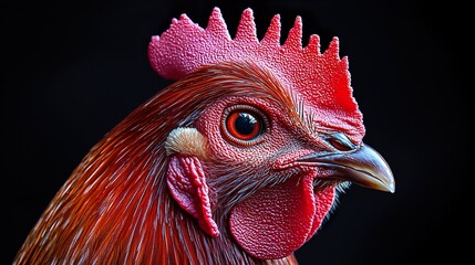 Rooster on black background,  