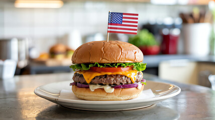 american hamburger on the table