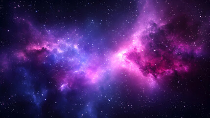 Obraz premium Vibrant Pink and Blue Nebula Cloudscape with Stars Against a Dark Space Background Creates a Sense of Cosmic Depth and Wonder