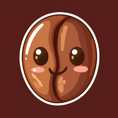 Fototapeta premium Cute Kawaii Cartoon Coffee Bean Character Illustration: Adorable and Cheerful Image for Modern Beverage Packaging Design