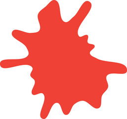 A red splatter of paint on a white background