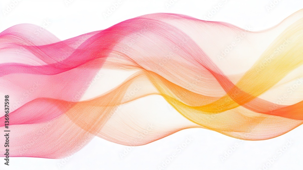 Poster delicate coral wavy patterns showcasing soft pencil strokes in a gradient of pink and orange hues fl