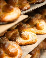 Traditional Mexican bread of the dead for the Day of the Dead celebration in the Oaxaca region.