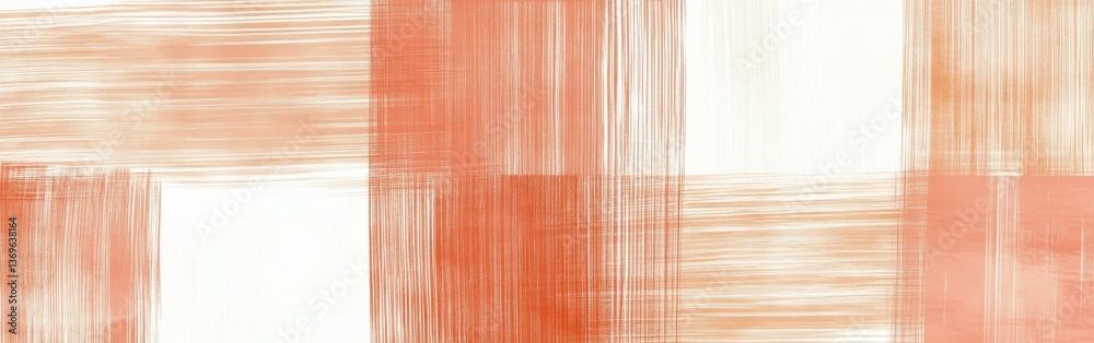 Poster Muted grid lines with smooth pencil strokes create a tranquil atmosphere in soft tones of orange and white