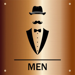 Men's Restroom Sign on Copper Metallic Background