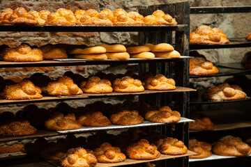 Traditional Mexican bread of the dead for the Day of the Dead celebration in the Oaxaca region.
