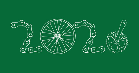 Bicycle Happy New Year 2026 green background	