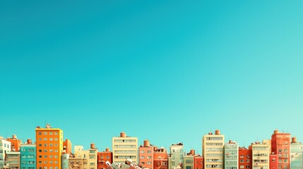 Urban skyline under blue sky