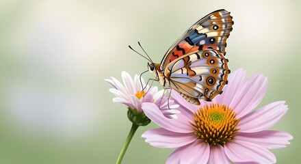 Delicate, vibrant butterfly perched on flower, capturing nature’s beauty.