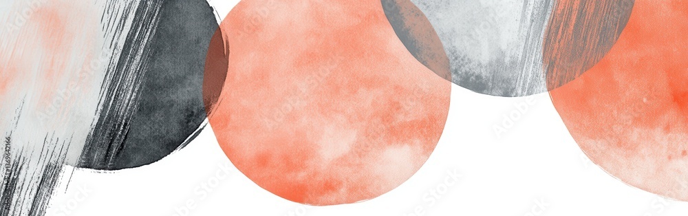 Poster Elegant pencil strokes create artistic circles in harmonious color contrasts and subtle textures on a blank canvas