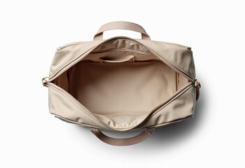 Organized Baby Gear: A Top-Down View of an Open Baby Kit Bag with a Clear Empty Space, Isolated on White with Margins

