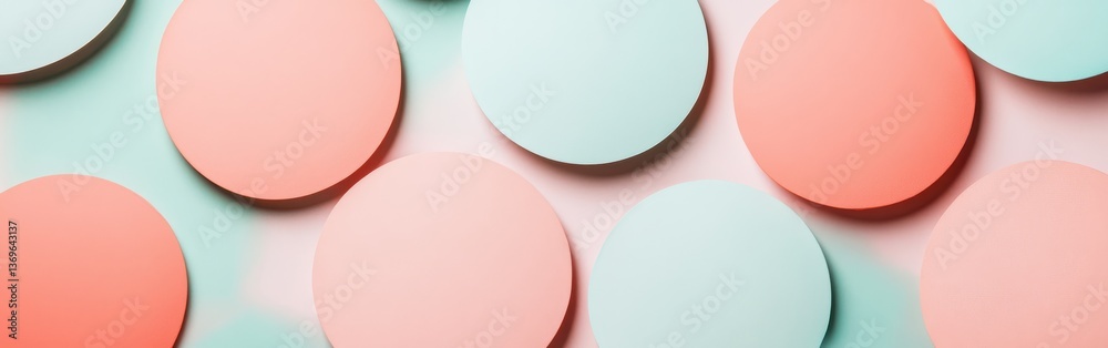 Poster elegant pastel coral and mint shapes create a soothing pattern for modern decor or design projects