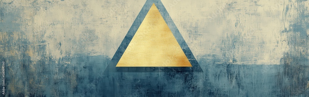 Poster Elegant minimalist design featuring a single triangular shape against a textured backdrop in muted colors