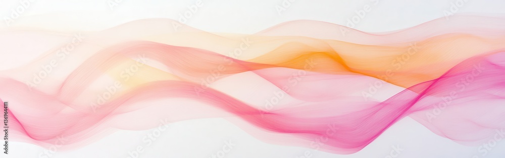 Poster Clean white canvas features subtle and flowing pencil strokes in soft pink and orange hues creating an abstract design