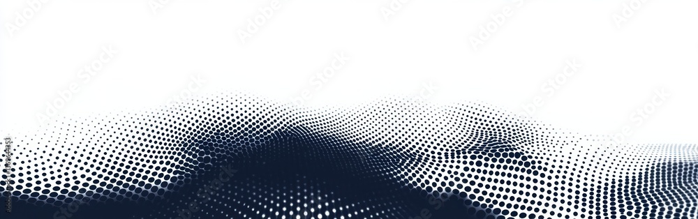 Poster Bold halftone dots create dynamic visual texture in navy blue against a white background