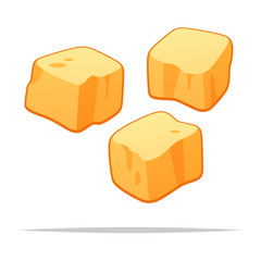 Cheddar cheese cube chunks vector isolated illustration