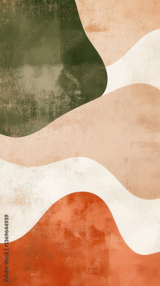 Poster Exploring abstract wave forms in muted earth tones that evoke a sense of calm and harmony in design