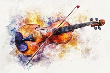 Fototapeta premium Watercolor Violin Musical Instrument Art. (1)