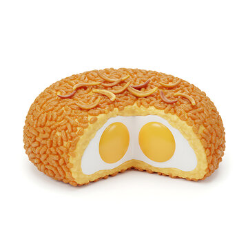 3d smoth Crispy Rice Crust Encasing Twin Yolks: A Culinary Delight