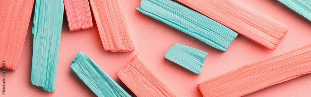 Poster Abstract pencil strokes create a vibrant and dynamic composition with contrasting colors and textures on a pastel background