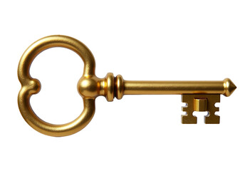 Golden Circle Key: Isolated Image of a Gold Key with a Large Circular Head on Pure White with Margins

