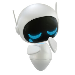 Artificial intelligence personal assistant robot with a crying and sad gesture. Mini robot 3d character.