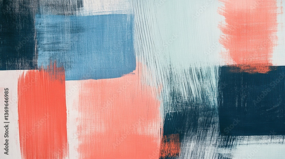 Aufkleber pastel blue and coral abstract strokes create a vibrant pattern filled with energy and creativity in