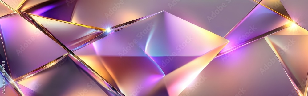 Leinwandbilder Geometric abstraction with reflective surfaces and vibrant colors in a dynamic composition