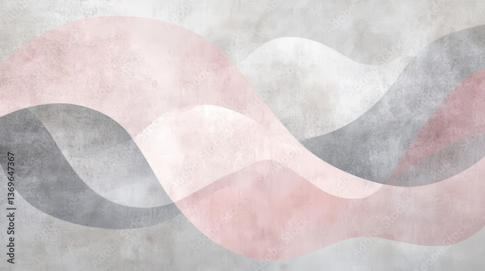 Poster Soft pink abstract curves create a serene and gentle atmosphere in a minimalist design