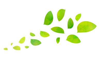 風に舞う木の葉のシンプルイラスト