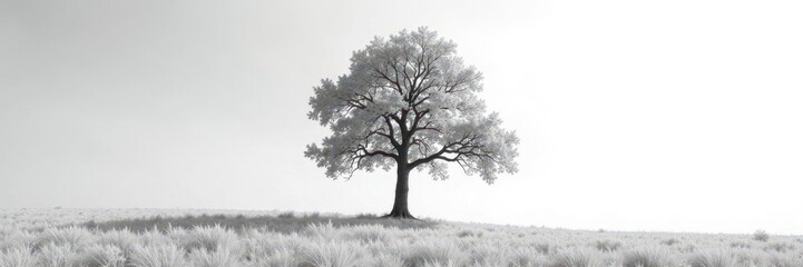 Fototapeta premium Forest tree on a monochromatic white background, solitude, tree, wood