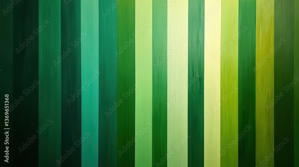 Poster Striking striped pattern showcasing a gradient of deep greens to vibrant light hues for a modern aesthetic
