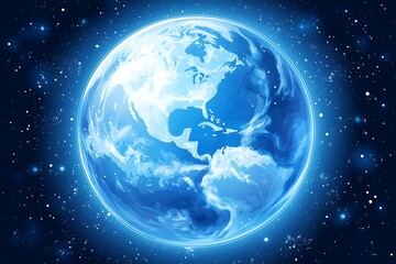 Obraz premium Blue Earth with Space, Globe, and Planet.