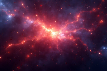 Fototapeta premium Cosmic explosion event nebula formation outer space digital art dark atmosphere wide view